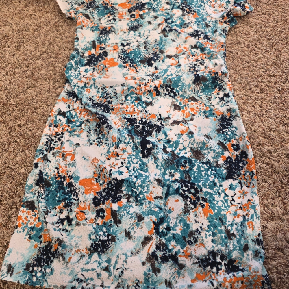 Floral Kids Dress in Blue and Orange